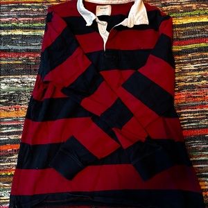 Black and red striped button down sweater size:XL
